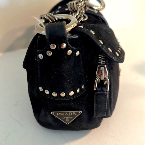 PRADA TESSUTO  AUTHENTIC BLACK SUEDE BUCKLE BAG RARE - Picture 5 of 17